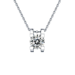 Bull Head Necklace in Sterling Silver with Premium Moissanit - Front View - FITINY Jewelry