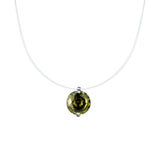 S925 Multicolor Mermaid Tear Floating CZ Necklace, Sterling Silver Invisible Fishing Line 6-8mm Cubic Zirconia Pendant, 40+5cm Adjustable Dainty Minimalist Choker