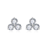 Minimalist Trio Moissanite Stud Earrings in 18K Gold-Plated  - Front View - FITINY Jewelry