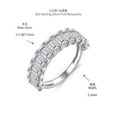 Front view of FITINY emerald-cut moissanite stack ring on white background