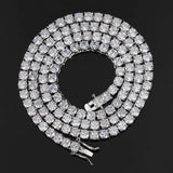 Hip Hop Iced Out Tennis Chain Necklaces, 18K Gold & White Gold Plated, 3–6mm CZ Iced Out Bling Jewelry, 16-24inch