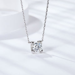 Bull Pendant Necklace with Lab-Created Moissanite – Sterling - Detail View - FITINY Jewelry