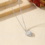 Heart-Shaped Moissanite Pendant Necklace in Sterling Silver  - On Model View - FITINY
