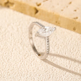 Marquise-Cut Moissanite Ring in Sterling Silver – Elegant Lu - On Model View - FITINY