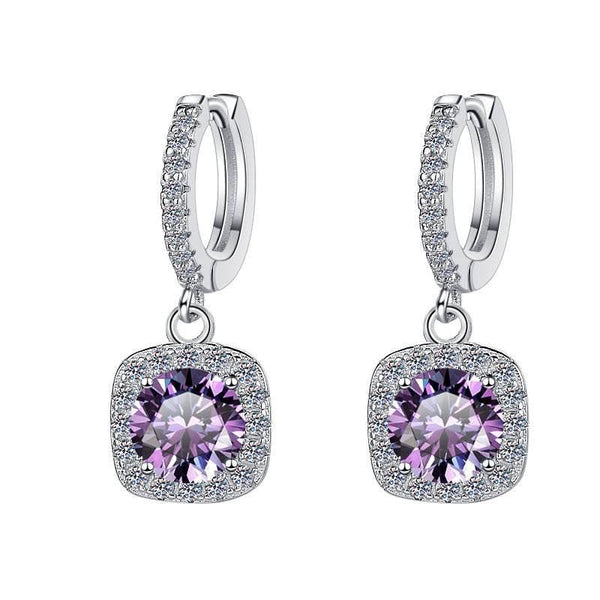 S925 Colorful Moissanite Halo Earrings with Pavé-Set Halo & Hoop, VVS1 Certified, 12 Vibrant Colors , Sterling Silver - FITINY Jewelry