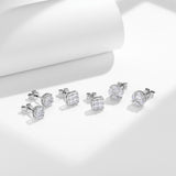 FITINY Marquise & Princess-Cut Moissanite Stud Earrings in Sterling Silver with 18K Gold Plating