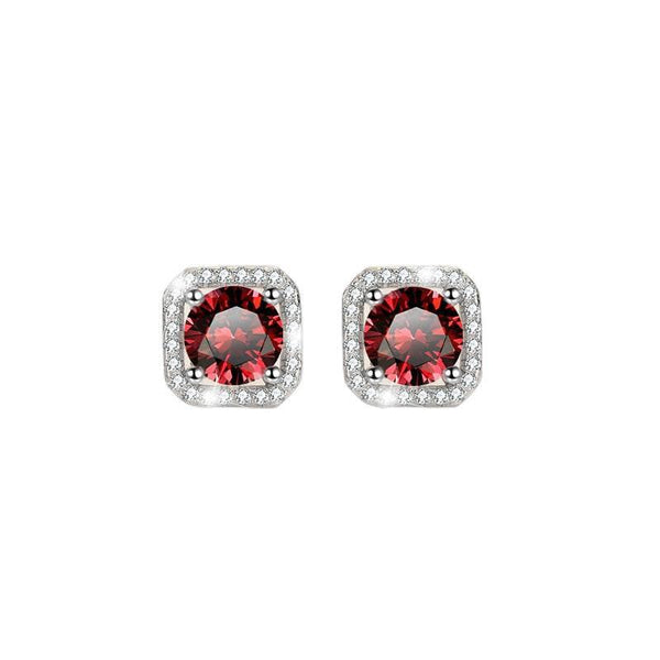 S925 Colorful Moissanite/CZ Square Halo Earrings, 0.5-1ct D-Grade VVS Certificate, Hypoallergenic Sterling Silver Jewelry Gift - FITINY Jewelry