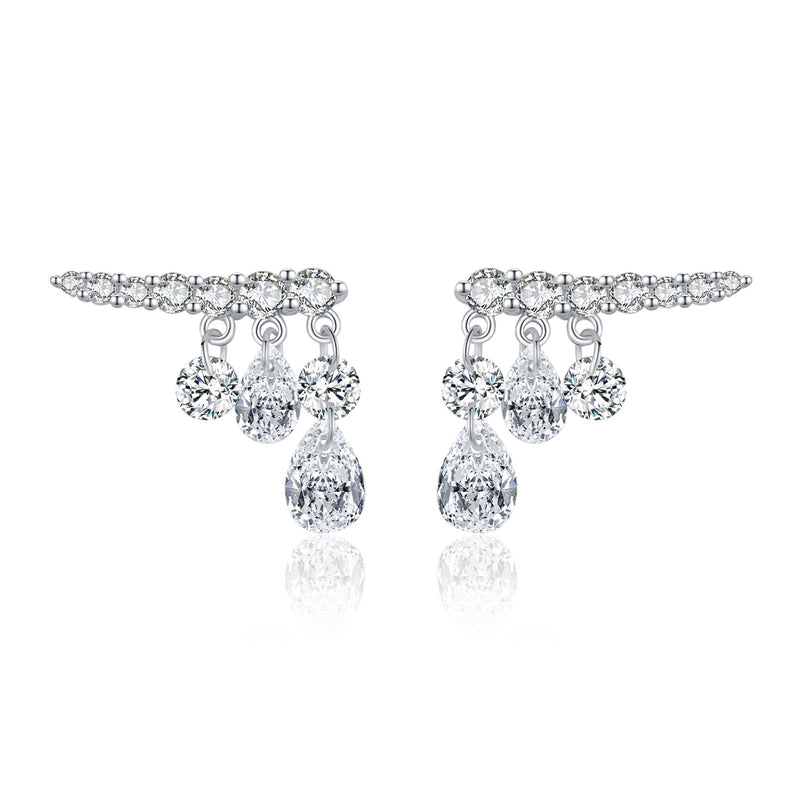 Dainty Waterdrop Pendant Earrings with Sparkling Micro-Pavé  - Front View - FITINY Jewelry