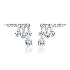 Dainty Waterdrop Pendant Earrings with Sparkling Micro-Pavé  - Front View - FITINY Jewelry