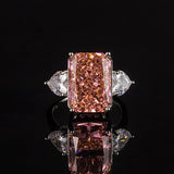 Multicolor Ice Flower Cut CZ Adjustable Ring, 10*14mm 5A Main Cubic Zirconia, Two Heart Side CZ, Dainty Luxe