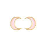 16 Pairs Pink Heart Stud Hoop Huggies Drop Earrings Set, 18K Gold Plated Stacking CZ & Pearl Designs, Planet Snowflake Moon Star