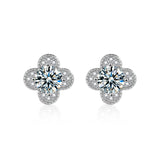 S925 Moissanite Clover Stud Earrings, Sterling Silver Minimalist Earrings Jewelry