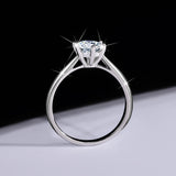 S925 Classic 6-Prong Moissanite Engagement Ring, 0.5–3ct Round Cut D-Grade VVS Certified Solitaire, Sterling Silver Wedding Gift for Her Him
