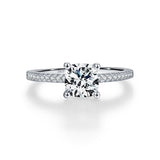 Geometric Moissanite Solitaire Ring in Sterling Silver – Hon - Front View - FITINY Jewelry