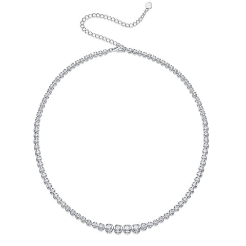 White Gold Plated 925 Sterling Silver Necklace with Brillian - Front View - FITINY Jewelry