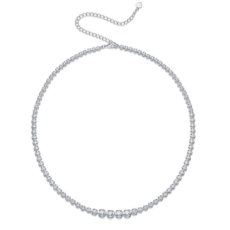 White Gold Plated 925 Sterling Silver Necklace with Brillian - Front View - FITINY Jewelry