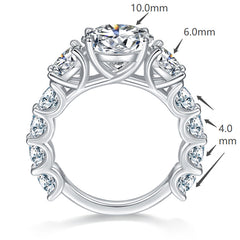 Full Moissanite Ring – 10mm Round Brilliant Cut, 8 Total Car - On Model View - FITINY
