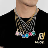 Geometric Hip Hop Necklace with Cubic Zirconia Stones in Gol - Front View - FITINY Jewelry