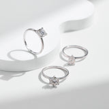 Geometric Moissanite Ring in Sterling Silver – Waterdrop, Sq - On Model View - FITINY