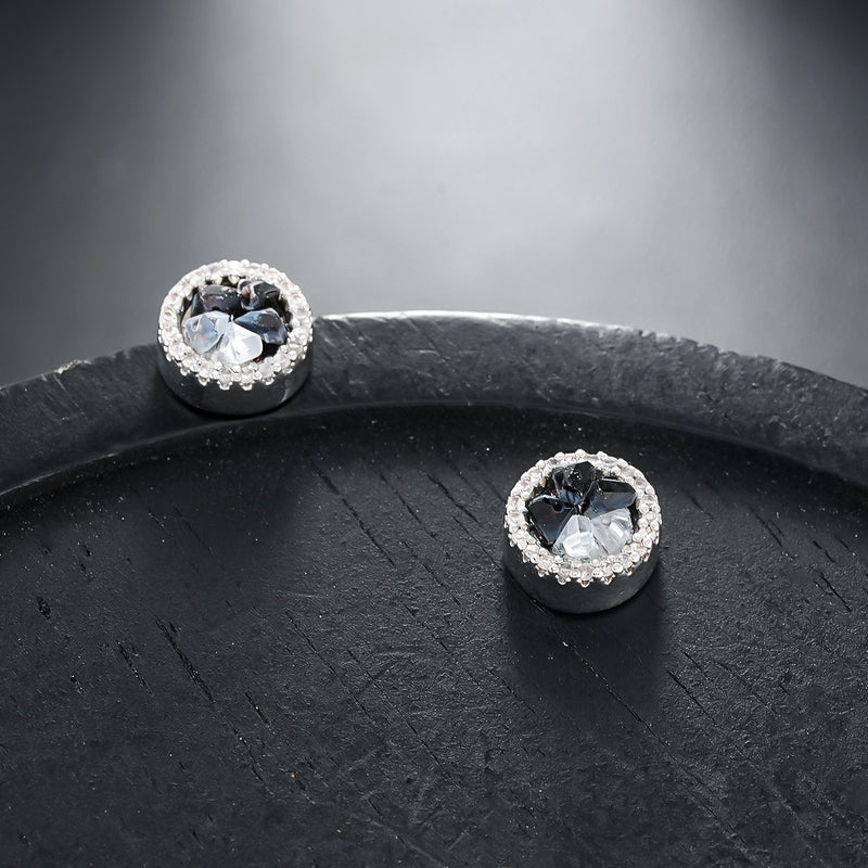 Multicolor Crystal Cluster Magnetic Round Halo Stud Earrings for Men Women, 6mm Round Crystal Inlaid Magnetic Earrings Non-Piercing Clip On Stud Earring - Fitiny