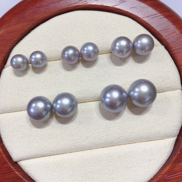 Dainty Natural Flawless Pearl Stud Earrings, S925 Sterling Silver, High Luster No Blemish Mini Bulb Freshwater 5A Pearl Studs