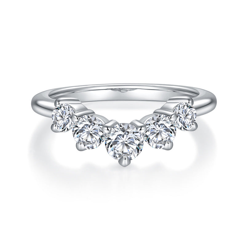 Front view of FITINY V-shape stackable half-circle ring on white background