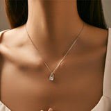 D-Color Moissanite Pendant Necklace in Sterling Silver – Del - Side View - FITINY