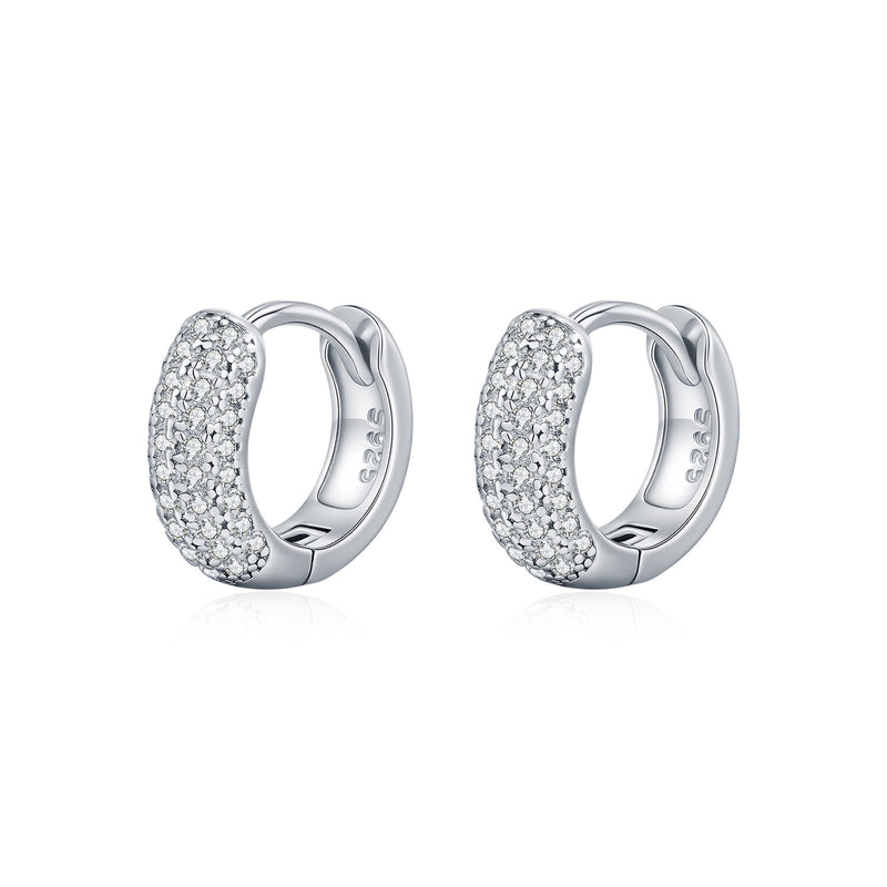 Geometric Moissanite Hoop Earrings in Sterling Silver – Mini - Front View - FITINY Jewelry