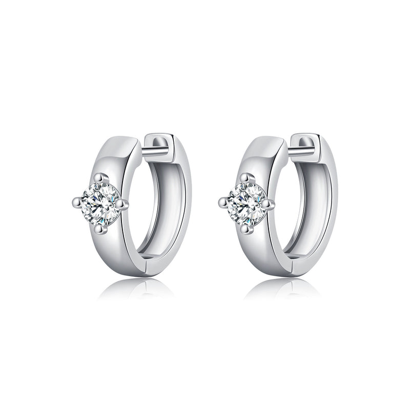 U-Shaped Moissanite Stud Earrings in Sterling Silver - Front View - FITINY Jewelry