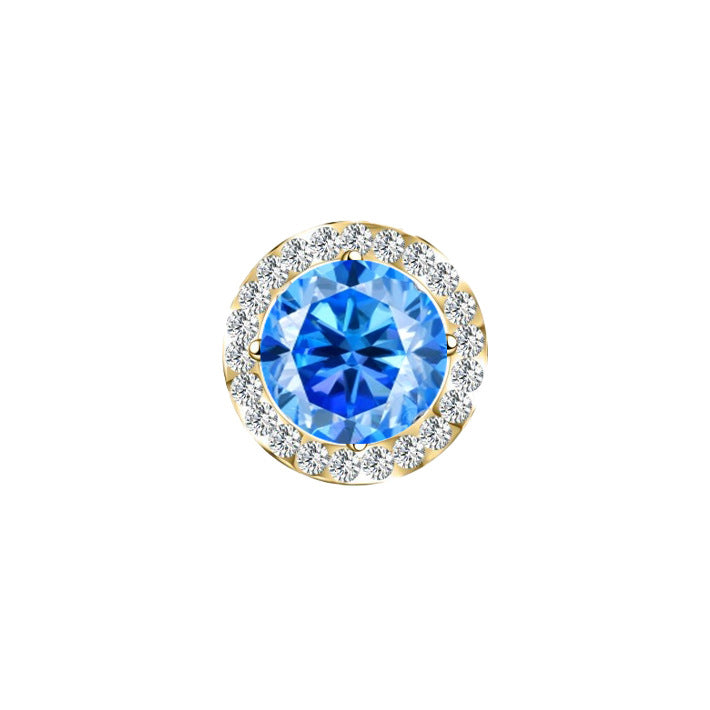 S925 Multicolor Moissanite Round Halo Stud Earrings with Threaded Needle, 8 Color Options, 0.1-3ct D-Grade VVS, Sterling Silver Jewelry for Men Women