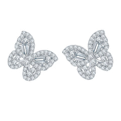 Bow-Knot Stud Earrings with Brilliant Moissanite Accents — 9 - Front View - FITINY Jewelry
