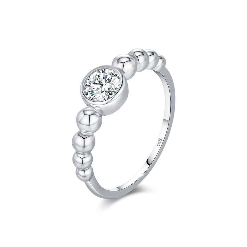 Geometric Bubble Ring with Round Moissanite Stones in Sterli - Front View - FITINY Jewelry