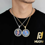 Rotating Double-Sided Circular Photo Pendant Necklace with M - Gift Box - FITINY Jewelry