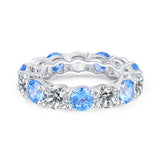 S925 Geometric Stackable Band CZ Ring, 5mm Cubic Zirconia, Sterling Silver Retro Statement Ring for Men and Women - Fitiny