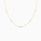 18K Gold Plated Tiny Blue Flower Necklace For Women, Gold Color Cute Pendant Necklace, Trendy Female Fashion Jewelry