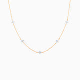 18K Gold Plated Tiny Blue Flower Necklace For Women, Gold Color Cute Pendant Necklace, Trendy Female Fashion Jewelry