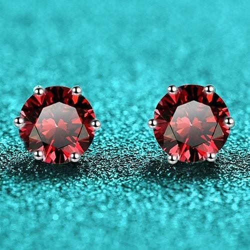S925 Colorful Moissanite & CZ Classic 6-Prong Stud Earrings For Men Women Gift, 10 Color 0.5-2ct D-Grade VVS Certificated Moissanite Sterling Silver Studs - FITINY Jewelry
