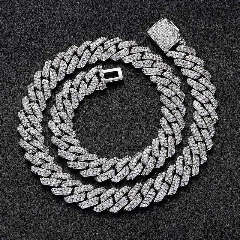 Diamond-Cut Cuban Chain Necklace in Gold or White Gold – Bol - Front View - FITINY Jewelry