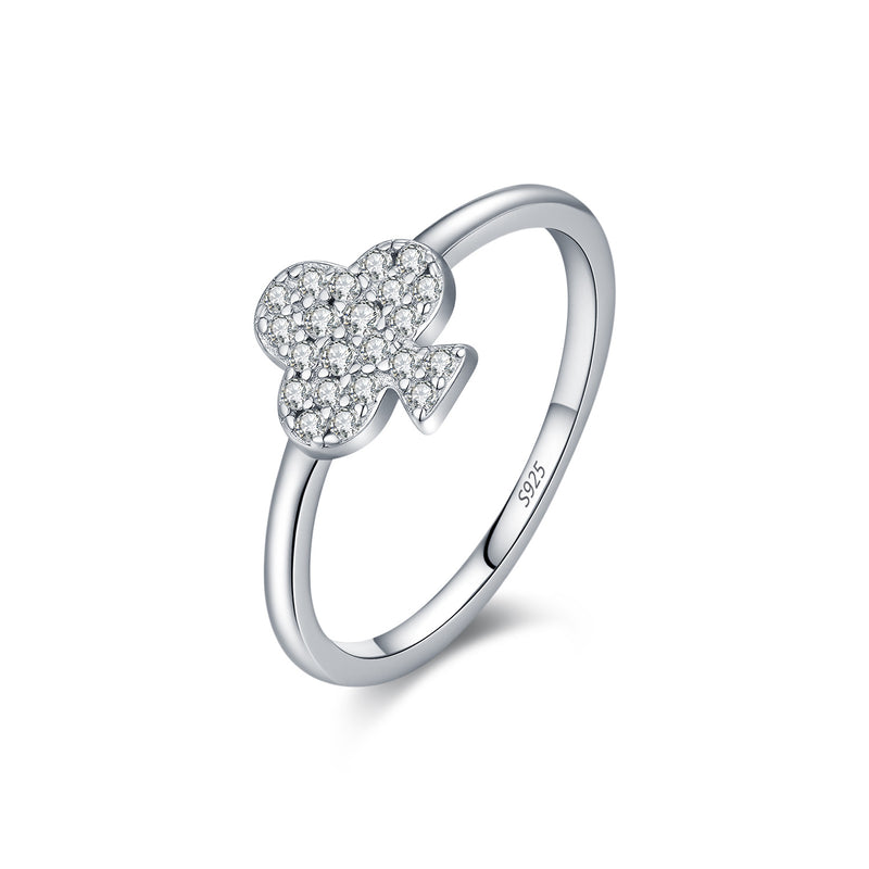 Floral梅花-Inspired Sterling Silver Ring with Moissanite Accen - Front View - FITINY Jewelry