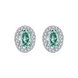 Oval Green Moissanite Stud Earrings in Sterling Silver – Aud - Front View - FITINY Jewelry