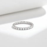 Stackable Moissanite Circle Ring – 2mm Thin Gold-Plated Ster - Gift Box - FITINY Jewelry