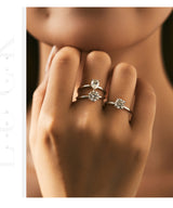 Geometric Moissanite Ring in Sterling Silver – Waterdrop, Sq - Detail View - FITINY Jewelry