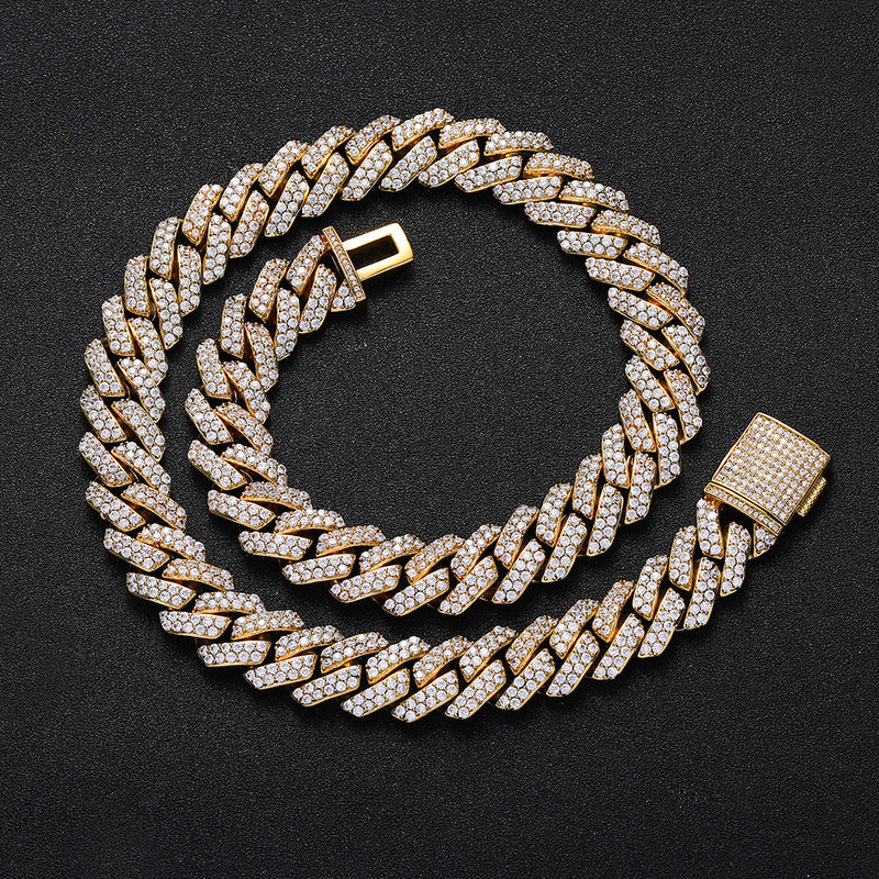 Diamond-Cut Cuban Chain Necklace in Gold or White Gold – Bol - Front View - FITINY Jewelry