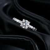 Round Moissanite Solitaire Ring in Sterling Silver - Detail View - FITINY Jewelry