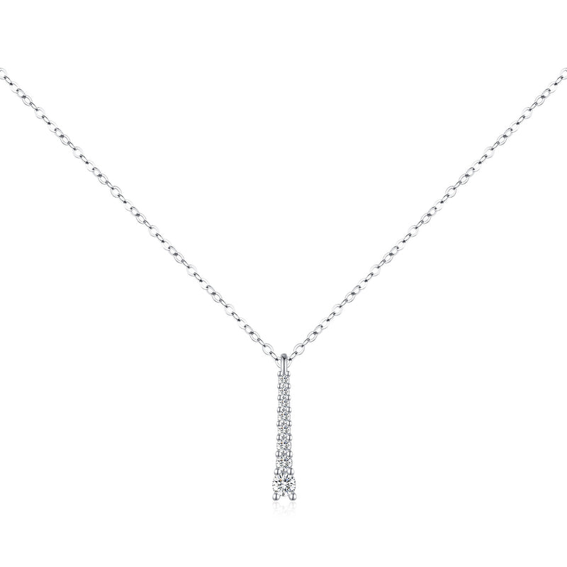 Y-Shaped Tassel Pendant Necklace in Sterling Silver with Moi - Front View - FITINY Jewelry