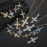 Geometric Cross Pendant Necklace with Cubic Zirconia Stones  - Front View - FITINY Jewelry