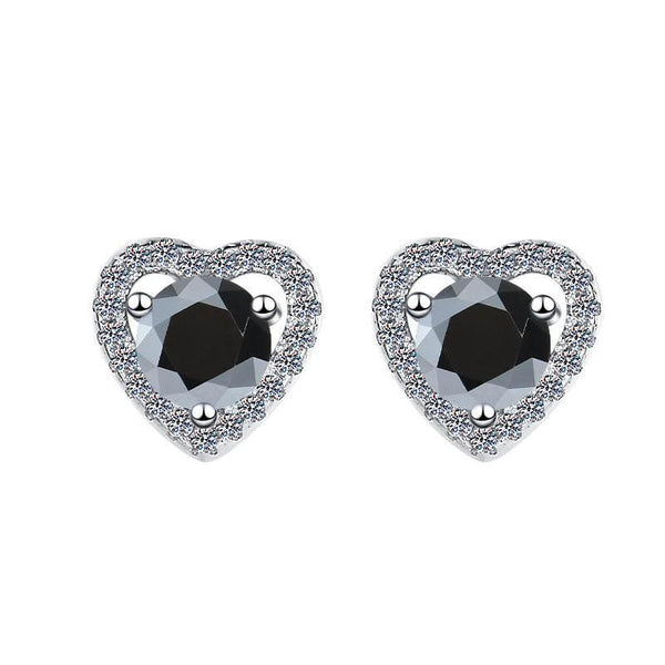 S925 Colorful Moissanite/CZ Heart Shape Halo Stud Earrings, 0.5ct D-Grade VVS Certificate, Hypoallergenic Sterling Silver Gift - FITINY Jewelry