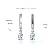 Teardrop Dangle Earrings with Brilliant Moissanite Stones – 925 Sterling Silver, 18K Gold-Plated in Gold, White Gold, or Rose Gold