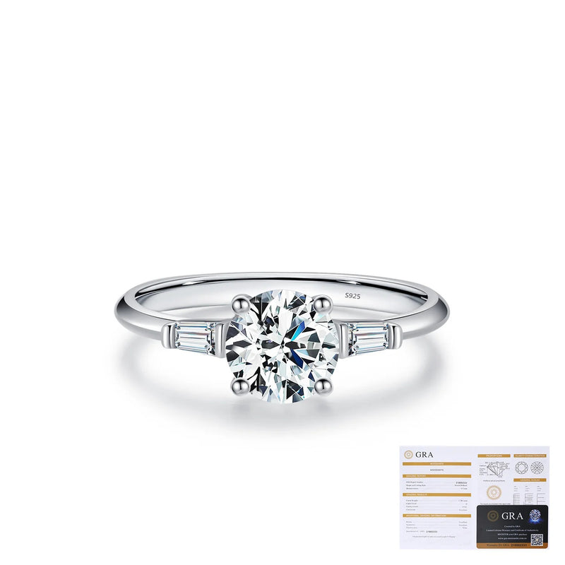Round Moissanite-Embellished Sterling Silver Ring – Geometri - Detail View - FITINY Jewelry