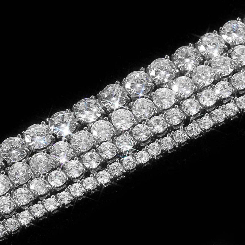 Hip Hop Iced Out Tennis Chain Necklaces, 18K Gold & White Gold Plated, 3–6mm CZ Iced Out Bling Jewelry, 16-24inch
